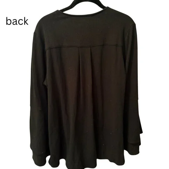 Crosby by Mollie Burch, Black, VNeck, Bell Sleeve Sweater, L - Picture 2 of 5